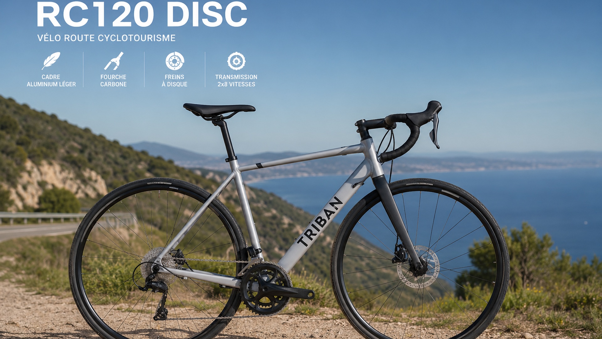 Cycliste sur route avec vélo de course